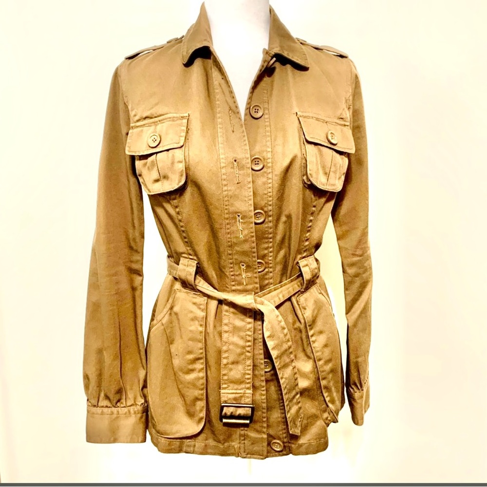 Cute Khaki Belted Jacket - Picture 2 of 9